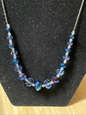 Blue Austrian Crystal Bead Necklace